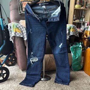 No Boundaries Dark Blue Button-Fly Jeans